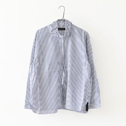 mizuiro ind [ミズイロ インド] stripe gather neck shirt [3-230138] ストライプギャザーネックシャツ・コットンシャツ・カジュアル・きれいめ・長袖・LADY'S [2026AW]
