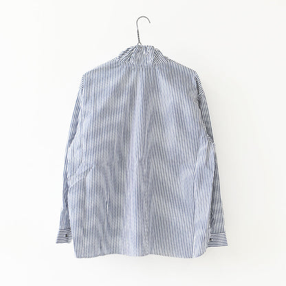 mizuiro ind [ミズイロ インド] stripe gather neck shirt [3-230138] ストライプギャザーネックシャツ・コットンシャツ・カジュアル・きれいめ・長袖・LADY'S [2026AW]