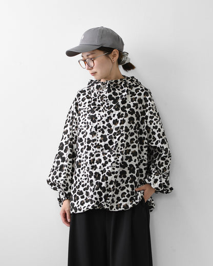 mizuiro ind [ミズイロ インド] animal print hood P/O [3-230142] アニマルプリントフードパーカー・フード・アニマル・長袖・ワイドシルエット・LADY'S [2026AW]