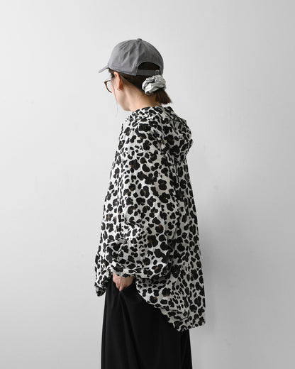 mizuiro ind [ミズイロ インド] animal print hood P/O [3-230142] アニマルプリントフードパーカー・フード・アニマル・長袖・ワイドシルエット・LADY'S [2026AW]