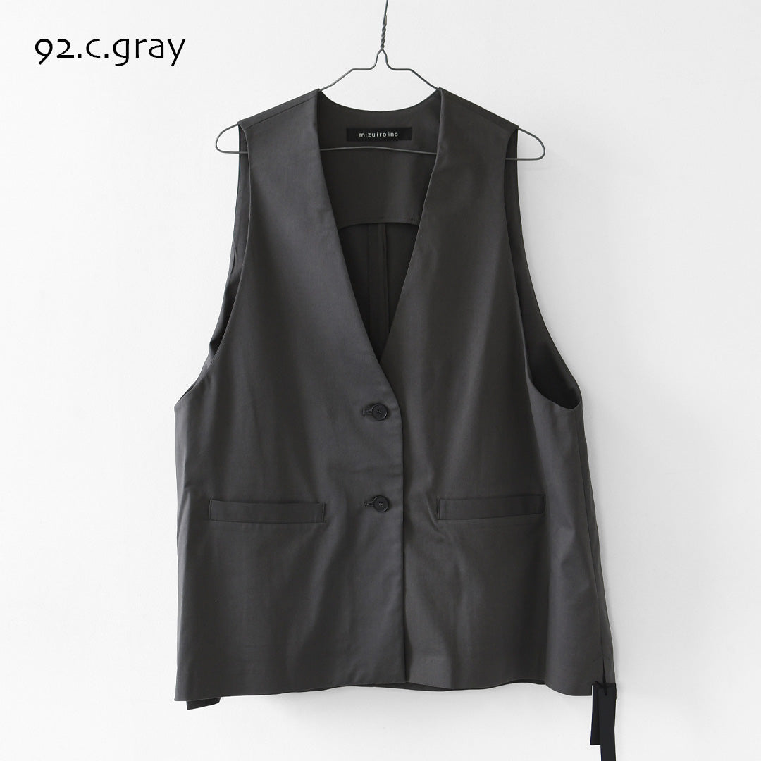 mizuiro ind [ミズイロ インド] deep V neck wide vest [3-230144] ディープ Ｖネック ワイド ベスト・LADY'S [2026AW]