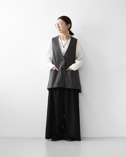mizuiro ind [ミズイロ インド] deep V neck wide vest [3-230144] ディープ Ｖネック ワイド ベスト・LADY'S [2026AW]