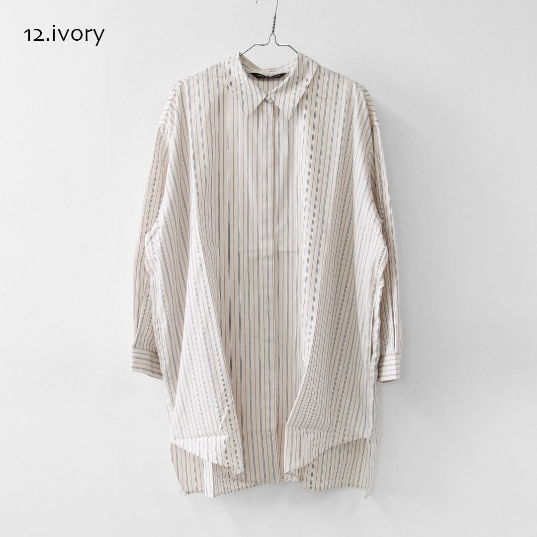 mizuiro ind [ミズイロ インド] stripe box cut shirt [3-230145] ストライプ ボックス カットシャツ・レギュラーカラー・ワイドシルエット・ゆったりシルエット・LADY'S [2026AW]