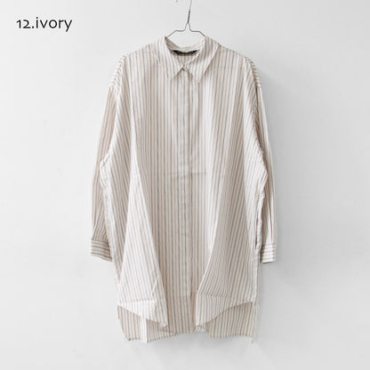 mizuiro ind [ミズイロ インド] stripe box cut shirt [3-230145] ストライプ ボックス カットシャツ・レギュラーカラー・ワイドシルエット・ゆったりシルエット・LADY'S [2026AW]