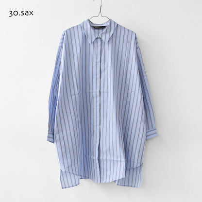 mizuiro ind [ミズイロ インド] stripe box cut shirt [3-230145] ストライプ ボックス カットシャツ・レギュラーカラー・ワイドシルエット・ゆったりシルエット・LADY'S [2026AW]
