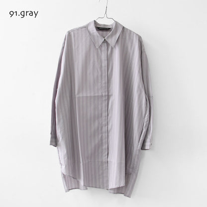 mizuiro ind [ミズイロ インド] stripe box cut shirt [3-230145] ストライプ ボックス カットシャツ・レギュラーカラー・ワイドシルエット・ゆったりシルエット・LADY'S [2026AW]