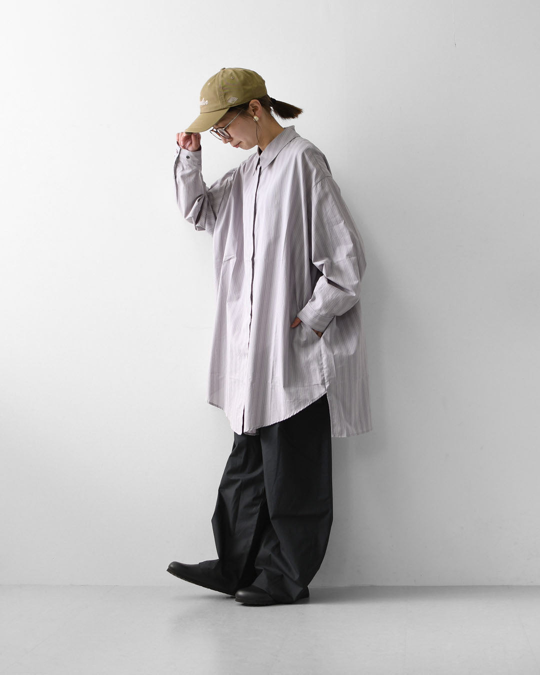 mizuiro ind [ミズイロ インド] stripe box cut shirt [3-230145] ストライプ ボックス カットシャツ・レギュラーカラー・ワイドシルエット・ゆったりシルエット・LADY'S [2026AW]