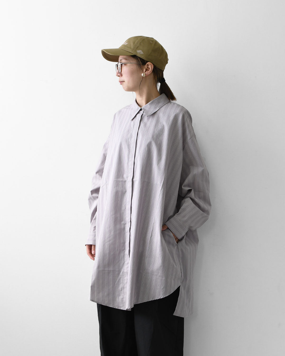 mizuiro ind [ミズイロ インド] stripe box cut shirt [3-230145] ストライプ ボックス カットシャツ・レギュラーカラー・ワイドシルエット・ゆったりシルエット・LADY'S [2026AW]