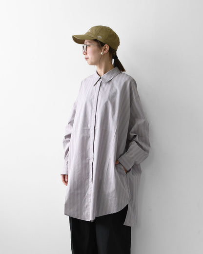 mizuiro ind [ミズイロ インド] stripe box cut shirt [3-230145] ストライプ ボックス カットシャツ・レギュラーカラー・ワイドシルエット・ゆったりシルエット・LADY'S [2026AW]