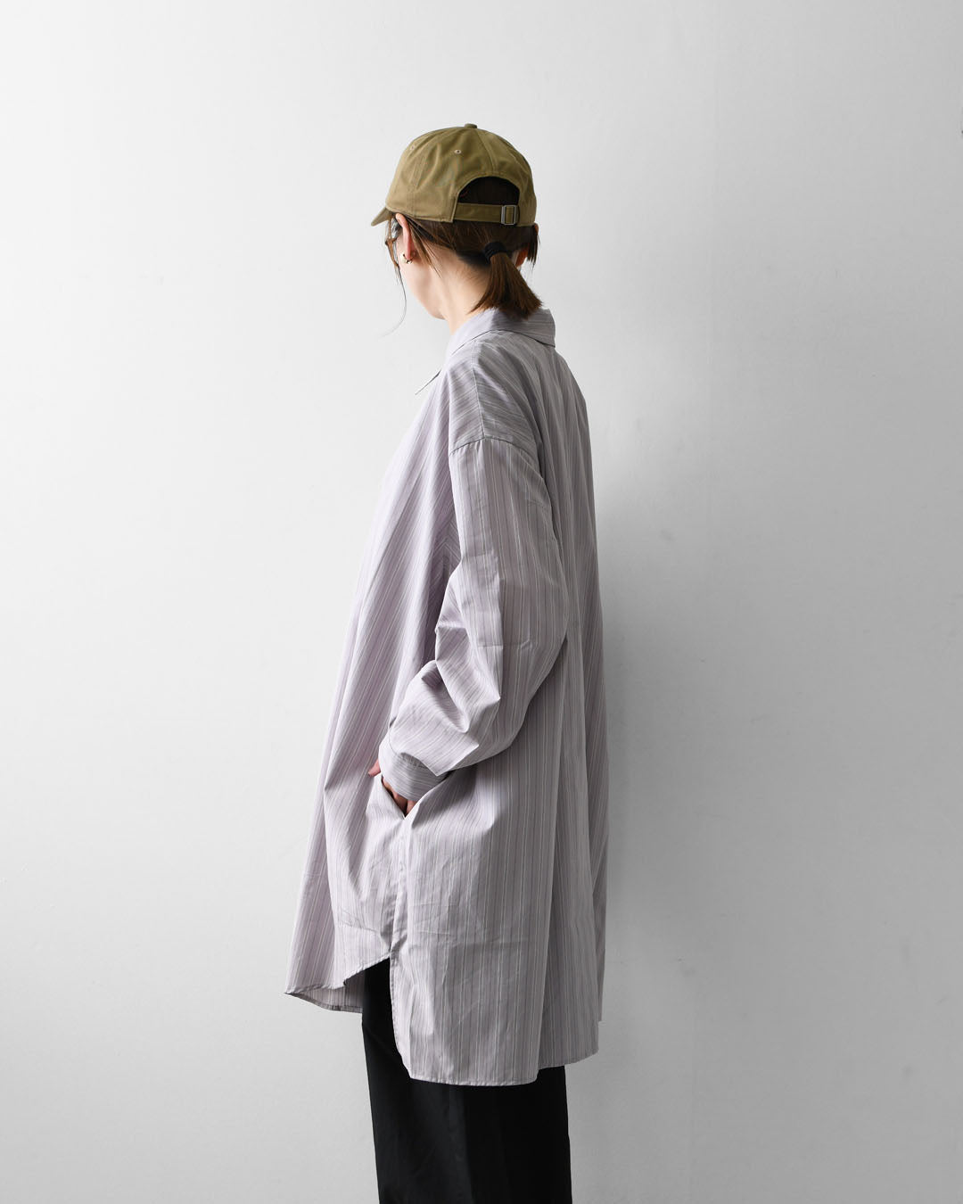 mizuiro ind [ミズイロ インド] stripe box cut shirt [3-230145] ストライプ ボックス カットシャツ・レギュラーカラー・ワイドシルエット・ゆったりシルエット・LADY'S [2026AW]
