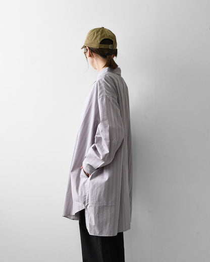 mizuiro ind [ミズイロ インド] stripe box cut shirt [3-230145] ストライプ ボックス カットシャツ・レギュラーカラー・ワイドシルエット・ゆったりシルエット・LADY'S [2026AW]