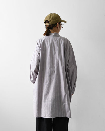 mizuiro ind [ミズイロ インド] stripe box cut shirt [3-230145] ストライプ ボックス カットシャツ・レギュラーカラー・ワイドシルエット・ゆったりシルエット・LADY'S [2026AW]