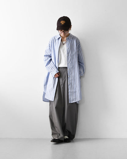 mizuiro ind [ミズイロ インド] stripe box cut shirt [3-230145] ストライプ ボックス カットシャツ・レギュラーカラー・ワイドシルエット・ゆったりシルエット・LADY'S [2026AW]
