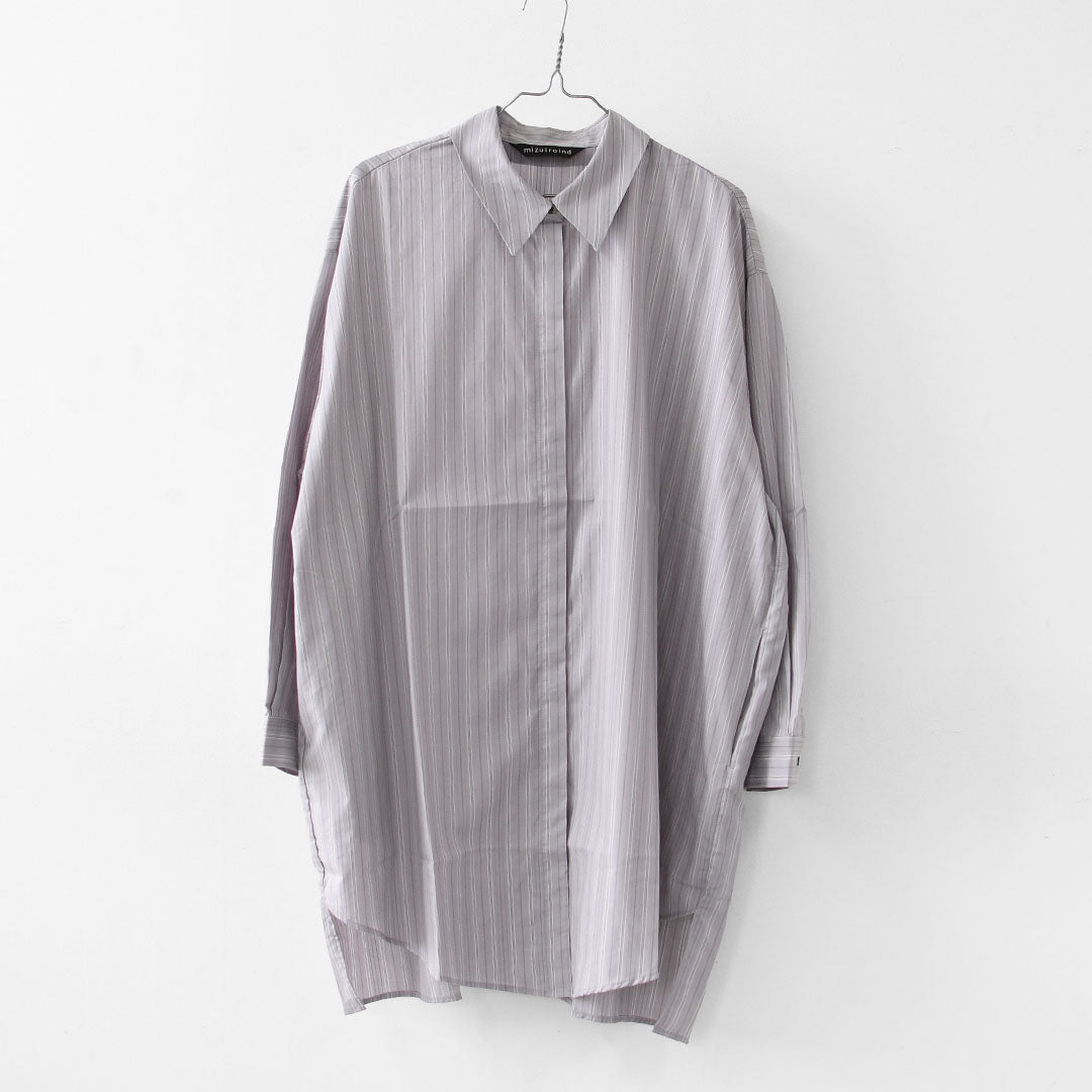 mizuiro ind [ミズイロ インド] stripe box cut shirt [3-230145] ストライプ ボックス カットシャツ・レギュラーカラー・ワイドシルエット・ゆったりシルエット・LADY'S [2026AW]