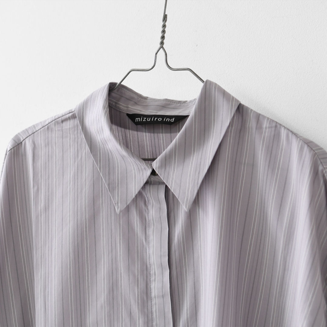 mizuiro ind [ミズイロ インド] stripe box cut shirt [3-230145] ストライプ ボックス カットシャツ・レギュラーカラー・ワイドシルエット・ゆったりシルエット・LADY'S [2026AW]