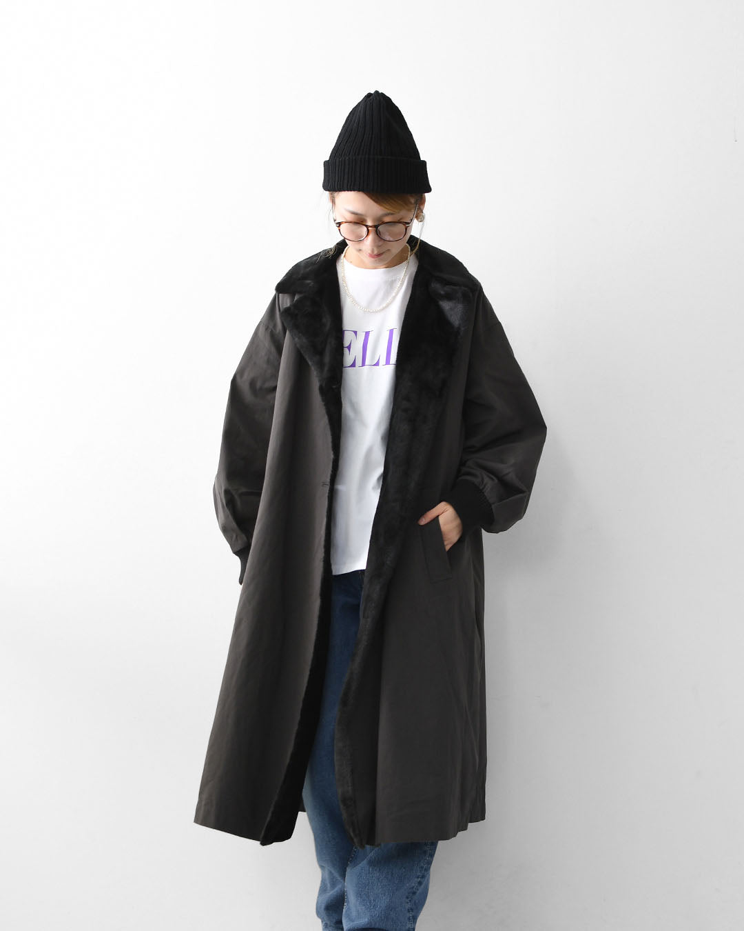 mizuiro ind [ミズイロ インド] back boa coat [3-270052] バックボアコート・コート・アウター・中ボア・あったかコート・LADY'S [2025AW]