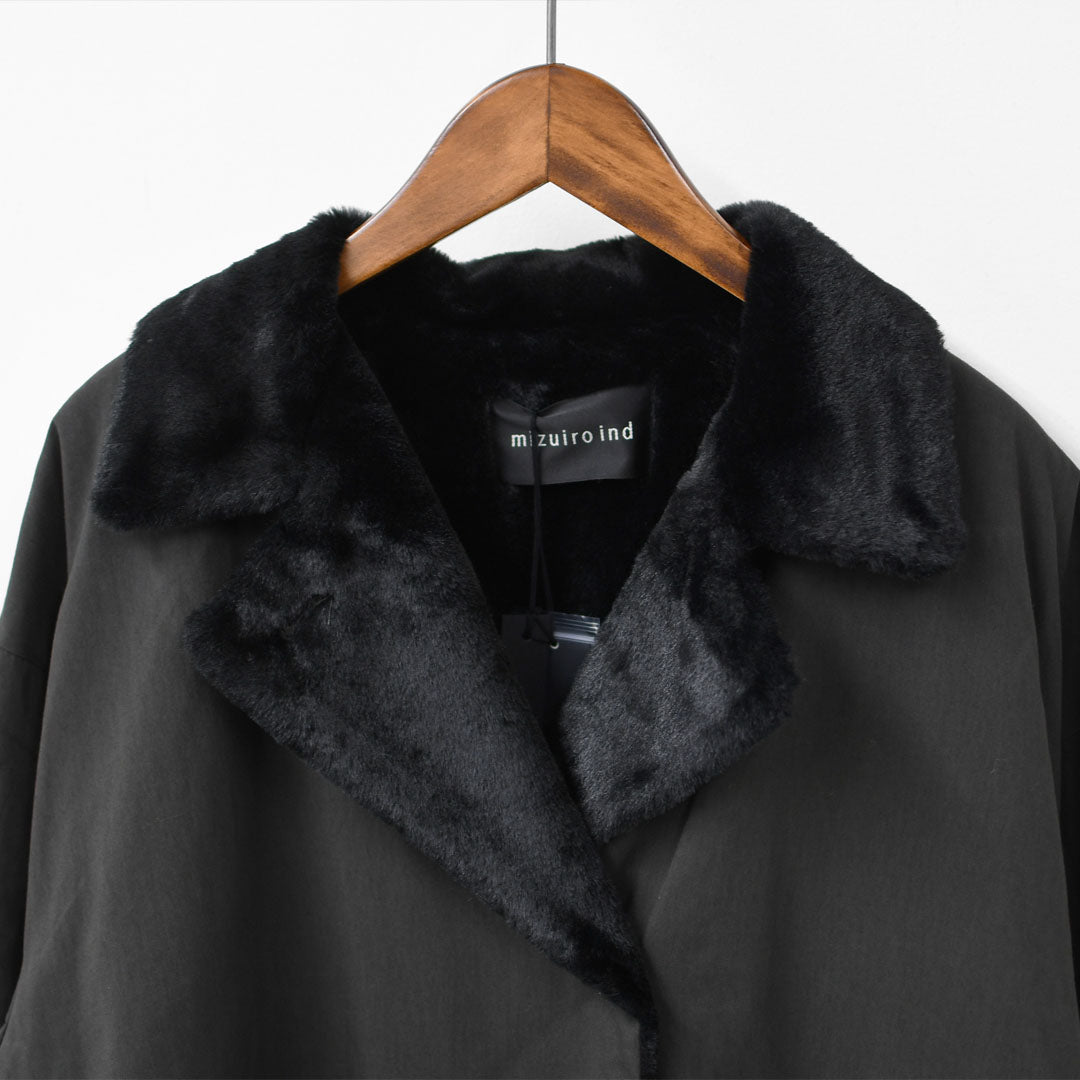 mizuiro ind [ミズイロ インド] back boa coat [3-270052] バックボアコート・コート・アウター・中ボア・あったかコート・LADY'S [2025AW]