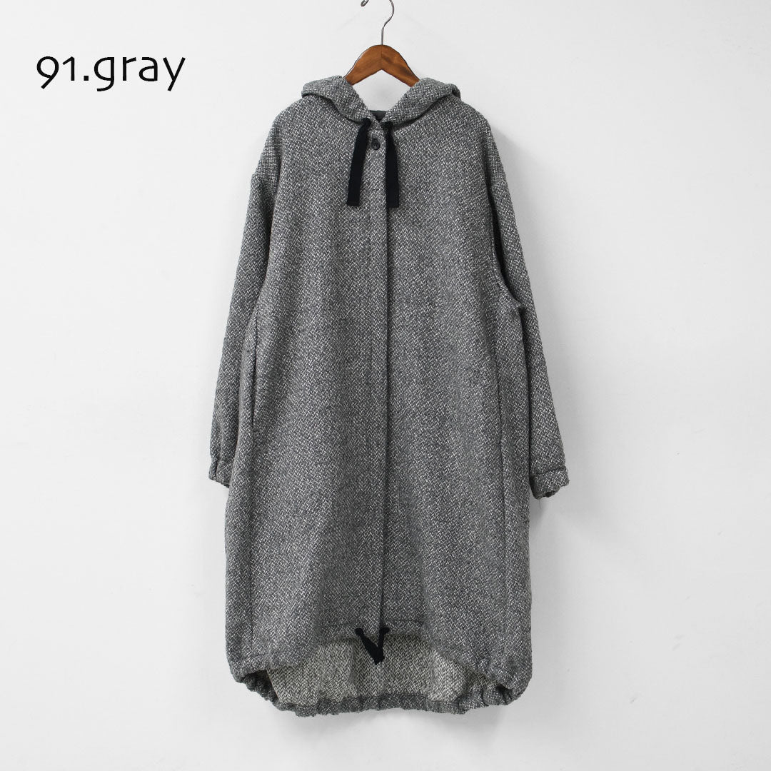 mizuiro ind [ミズイロ インド] wool blend hooded CT [3-270058] ウールブレンドフードコート・LADY'S [2025AW]