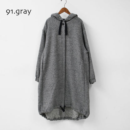 mizuiro ind [ミズイロ インド] wool blend hooded CT [3-270058] ウールブレンドフードコート・LADY'S [2025AW]