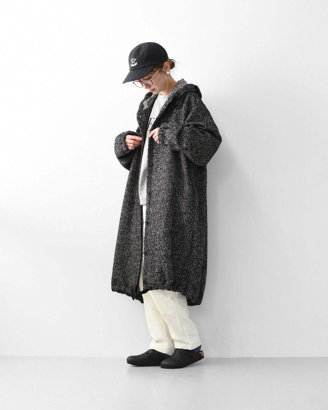 mizuiro ind [ミズイロ インド] wool blend hooded CT [3-270058] ウールブレンドフードコート・LADY'S [2025AW]
