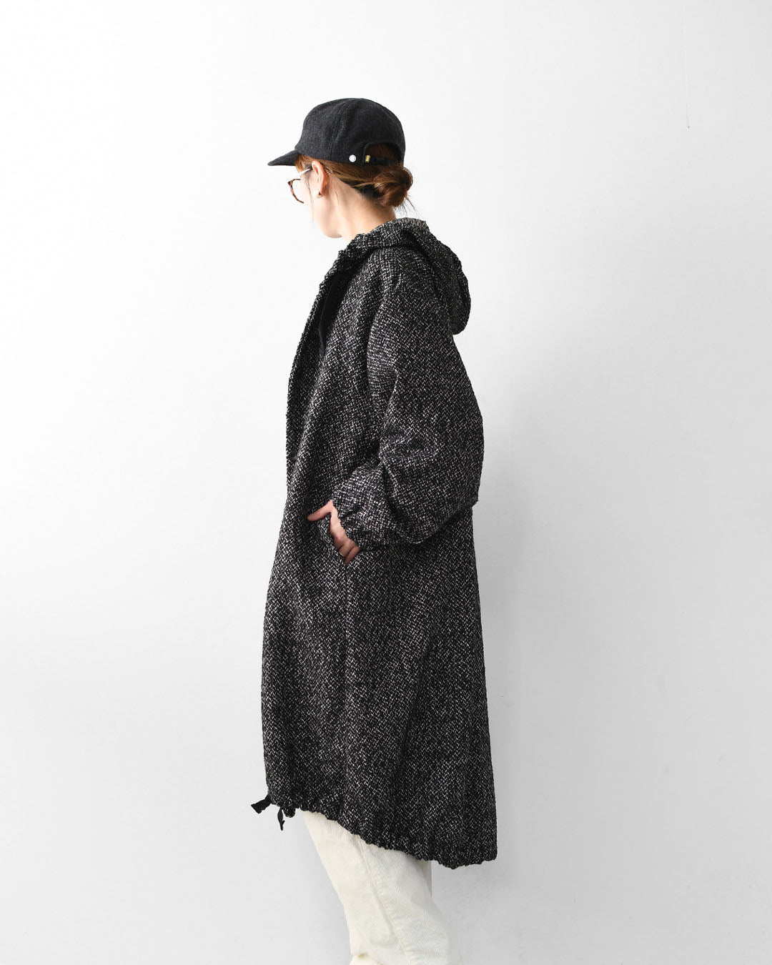 mizuiro ind [ミズイロ インド] wool blend hooded CT [3-270058] ウールブレンドフードコート・LADY'S [2025AW]