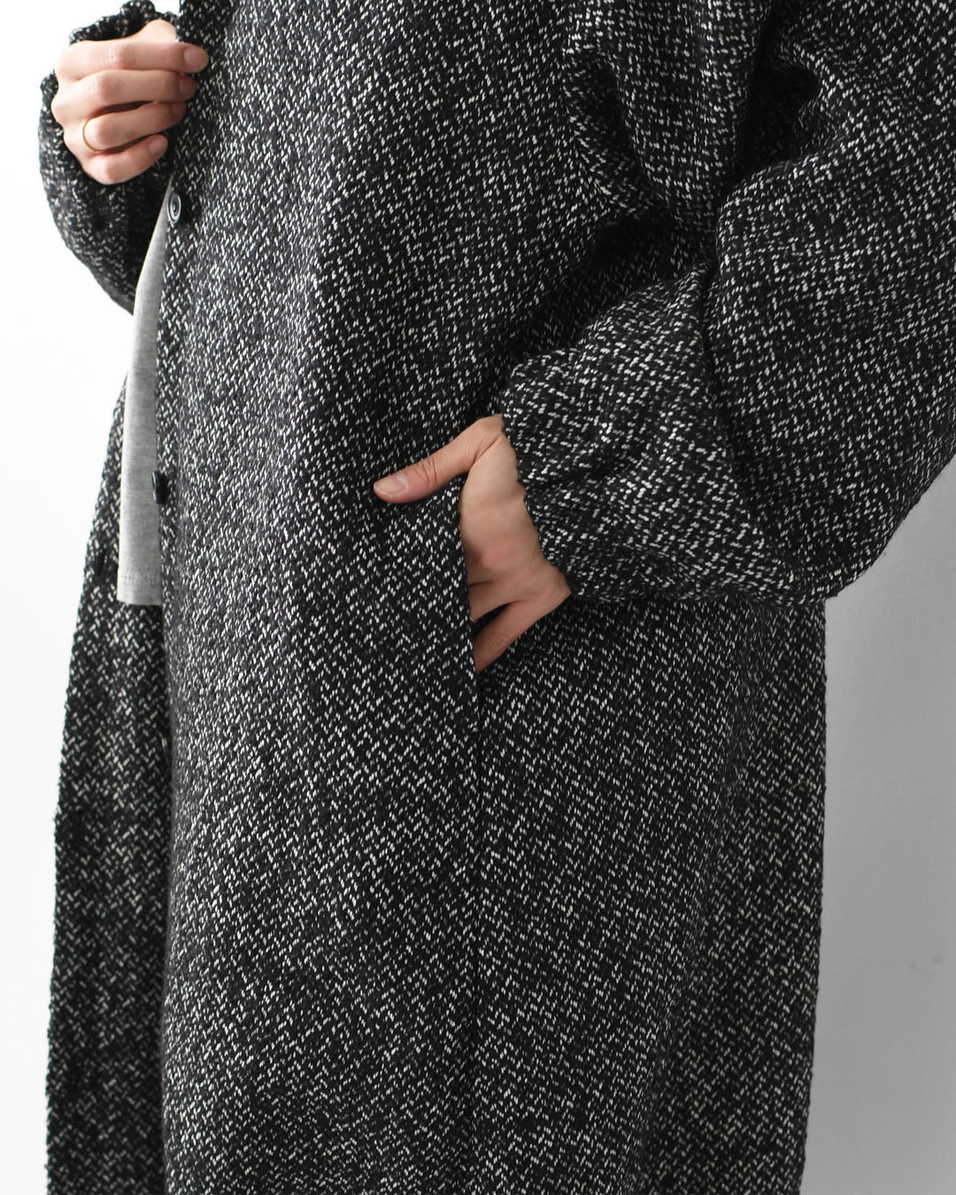 mizuiro ind [ミズイロ インド] wool blend hooded CT [3-270058] ウールブレンドフードコート・LADY'S [2025AW]