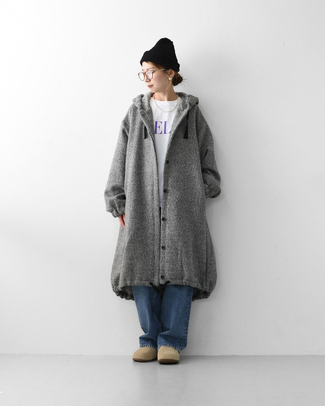 mizuiro ind [ミズイロ インド] wool blend hooded CT [3-270058] ウールブレンドフードコート・LADY'S [2025AW]