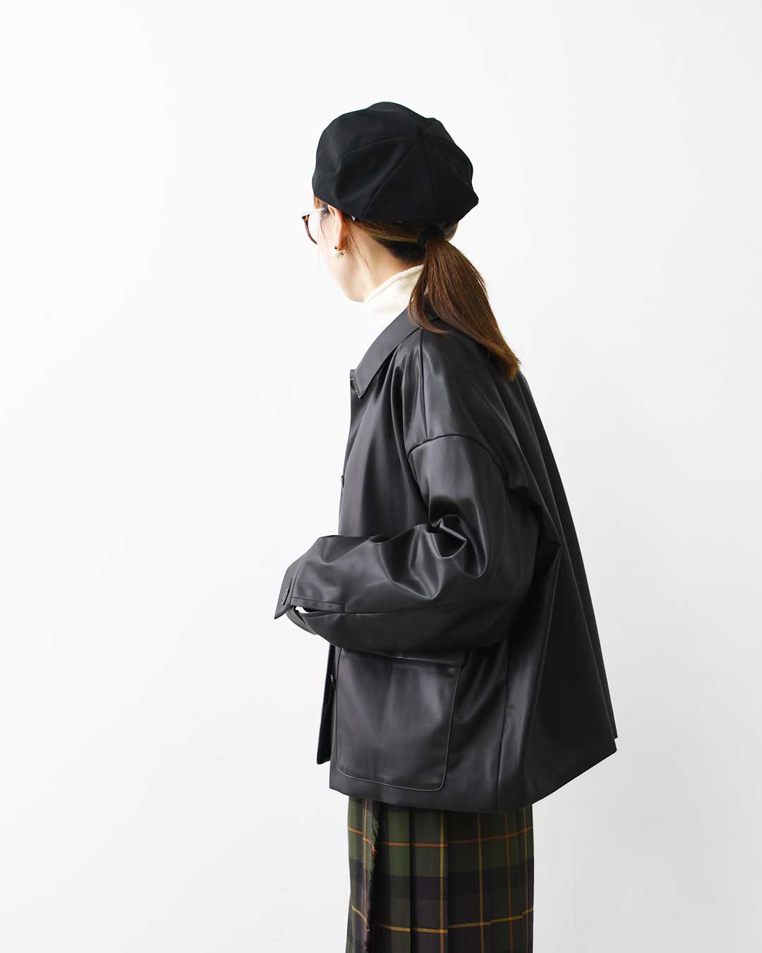 mizuiro ind [ミズイロ インド] synthetic leather shirt JK [3-270069] シンセティックレザーシャツジャケット・レザーシャツジャケット・フェイクレザー・シャツジャケット・ジャケット・アウター・LADY'S [2025AW]