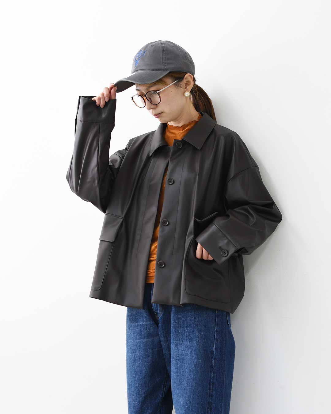 mizuiro ind [ミズイロ インド] synthetic leather shirt JK [3-270069] シンセティックレザーシャツジャケット・レザーシャツジャケット・フェイクレザー・シャツジャケット・ジャケット・アウター・LADY'S [2025AW]