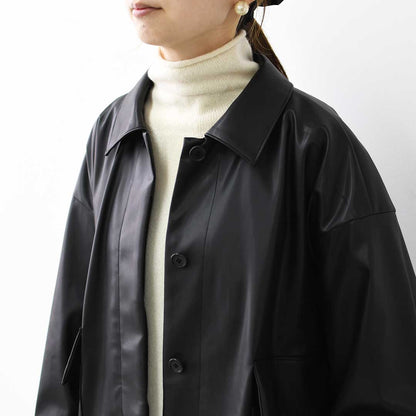 mizuiro ind [ミズイロ インド] synthetic leather shirt JK [3-270069] シンセティックレザーシャツジャケット・レザーシャツジャケット・フェイクレザー・シャツジャケット・ジャケット・アウター・LADY'S [2025AW]
