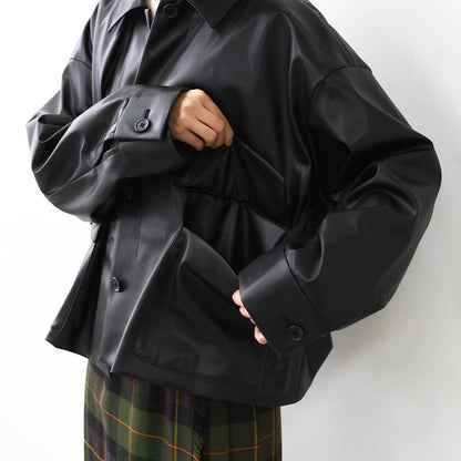 mizuiro ind [ミズイロ インド] synthetic leather shirt JK [3-270069] シンセティックレザーシャツジャケット・レザーシャツジャケット・フェイクレザー・シャツジャケット・ジャケット・アウター・LADY'S [2025AW]