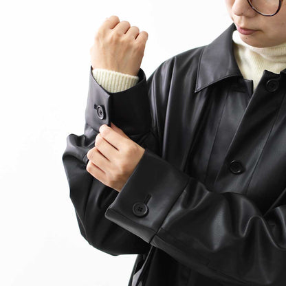 mizuiro ind [ミズイロ インド] synthetic leather shirt JK [3-270069] シンセティックレザーシャツジャケット・レザーシャツジャケット・フェイクレザー・シャツジャケット・ジャケット・アウター・LADY'S [2025AW]