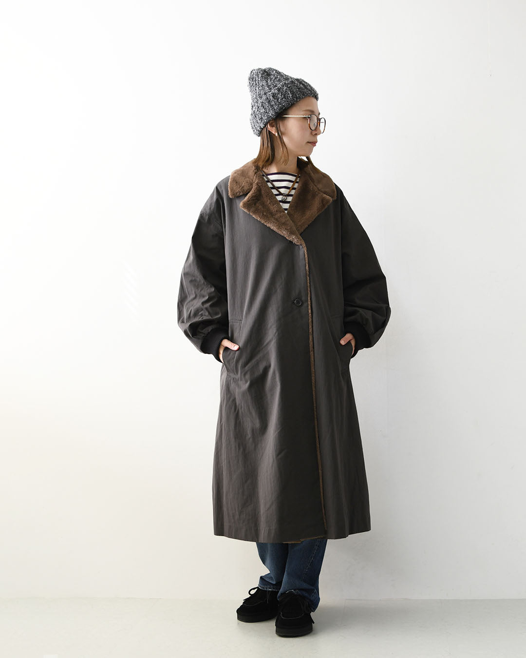 mizuiro ind [ミズイロ インド] back boa coat [3-270071] バック ボア コート・アウター・LADY'S [2026AW]