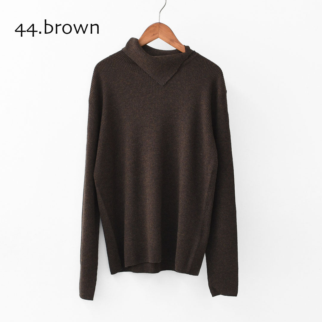 mizuiro ind [ミズイロ インド] rib high neck P/O with button [4-220090] ボタン付きリブハイネックプルオーバー・クルーネック・ワイドシルエット・ゆったりシルエット・LADY'S [2025AW]