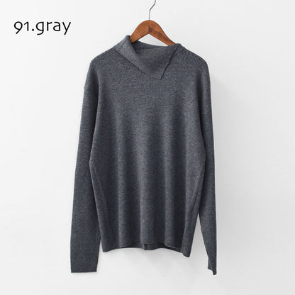 mizuiro ind [ミズイロ インド] rib high neck P/O with button [4-220090] ボタン付きリブハイネックプルオーバー・クルーネック・ワイドシルエット・ゆったりシルエット・LADY'S [2025AW]