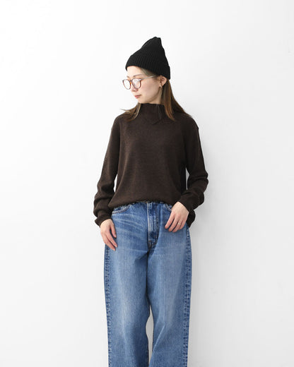 mizuiro ind [ミズイロ インド] rib high neck P/O with button [4-220090] ボタン付きリブハイネックプルオーバー・クルーネック・ワイドシルエット・ゆったりシルエット・LADY'S [2025AW]