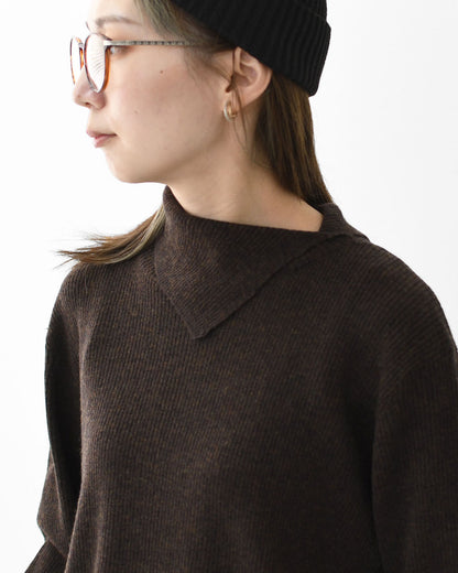 mizuiro ind [ミズイロ インド] rib high neck P/O with button [4-220090] ボタン付きリブハイネックプルオーバー・クルーネック・ワイドシルエット・ゆったりシルエット・LADY'S [2025AW]