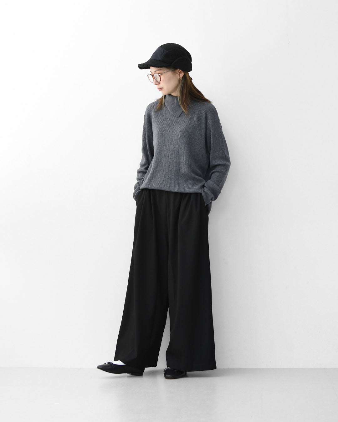 mizuiro ind [ミズイロ インド] rib high neck P/O with button [4-220090] ボタン付きリブハイネックプルオーバー・クルーネック・ワイドシルエット・ゆったりシルエット・LADY'S [2025AW]