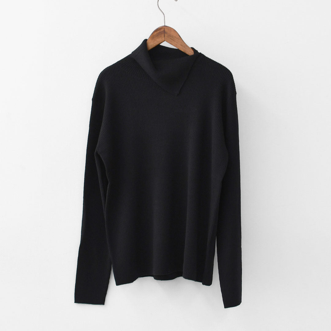 mizuiro ind [ミズイロ インド] rib high neck P/O with button [4-220090] ボタン付きリブハイネックプルオーバー・クルーネック・ワイドシルエット・ゆったりシルエット・LADY'S [2025AW]