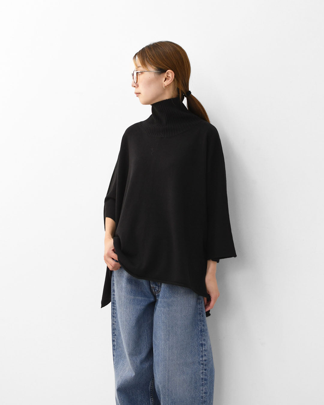 mizuiro ind [ミズイロ インド] poncho like P/O [4-220101] ポンチョライクプルオーバー・ボトルネック・ワイドシルエット・ドレープシルエット・ゆったりシルエット・LADY'S [2025AW]