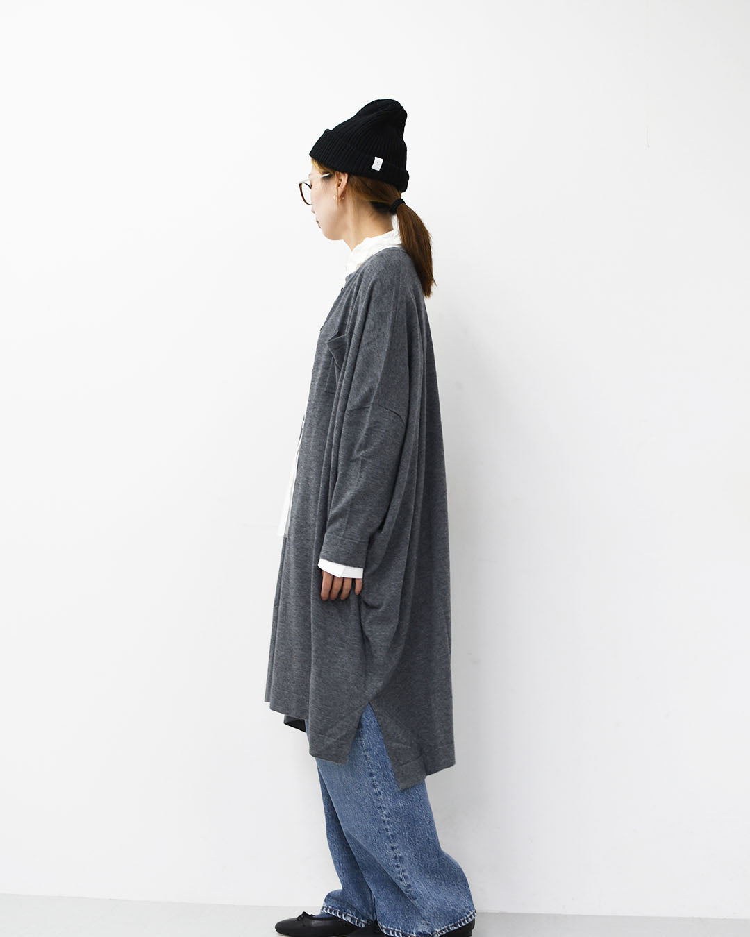 mizuiro ind [ミズイロ インド] HG stand collar OP [4-220102] ハイゲージスタンドカラーワンピース・カーディガン・ニットワンピース・ワイドシルエット・ゆったりシルエット・LADY'S[2026ss]