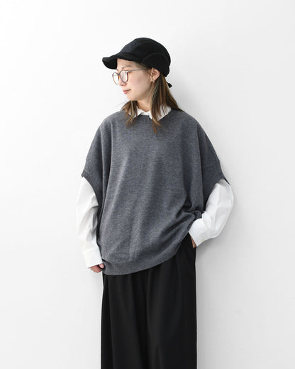 mizuiro ind [ミズイロ インド] cocoon wide vest [4-220104] コクーンワイドベスト・ベスト・Vネックベスト・ニットベスト・LADY'S [2025AW]