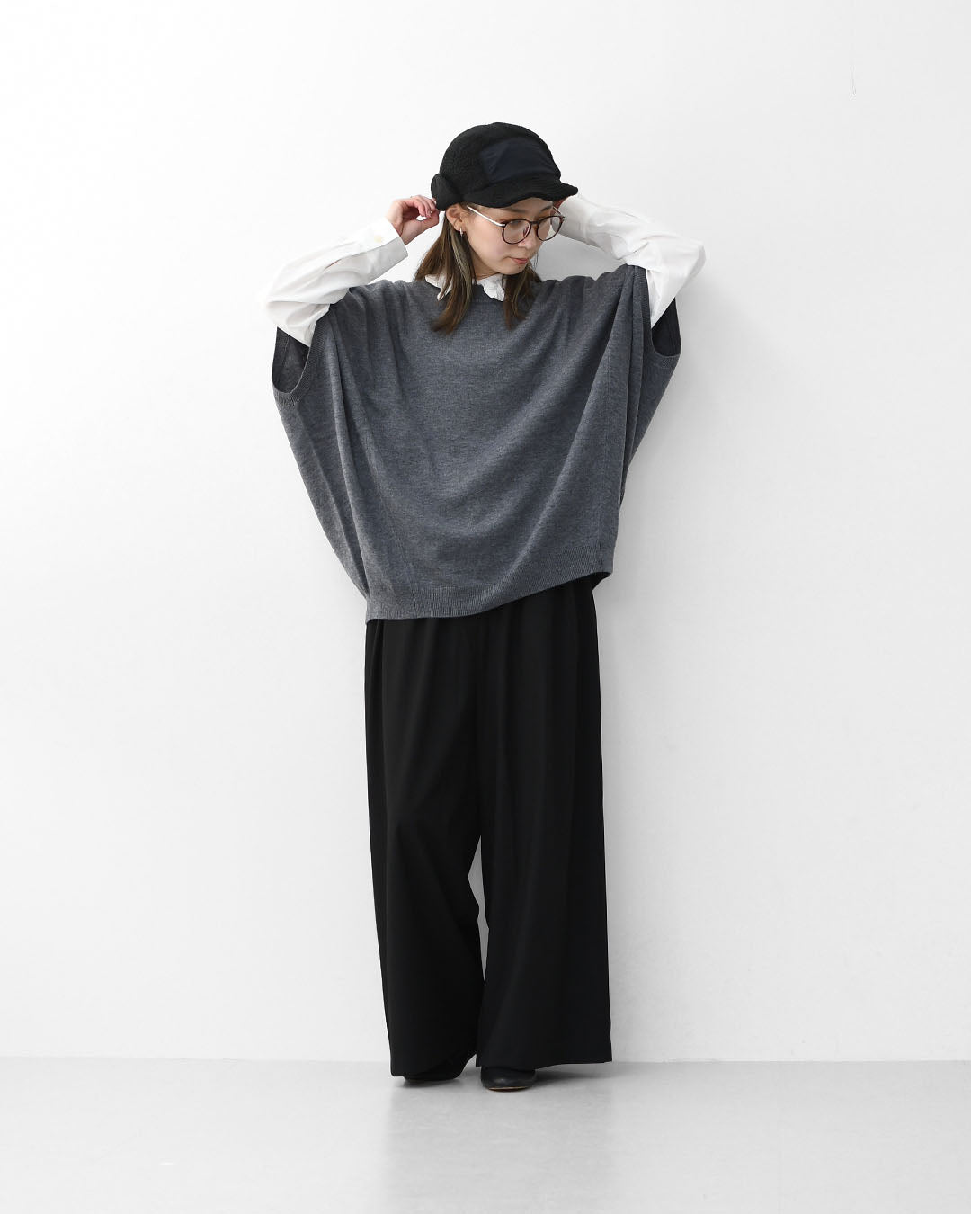 mizuiro ind [ミズイロ インド] cocoon wide vest [4-220104] コクーンワイドベスト・ベスト・Vネックベスト・ニットベスト・LADY'S [2025AW]