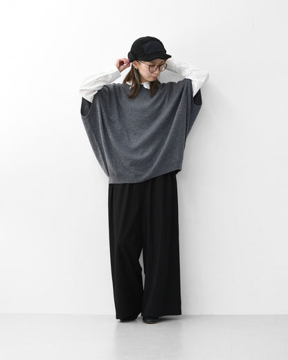 mizuiro ind [ミズイロ インド] cocoon wide vest [4-220104] コクーンワイドベスト・ベスト・Vネックベスト・ニットベスト・LADY'S [2025AW]