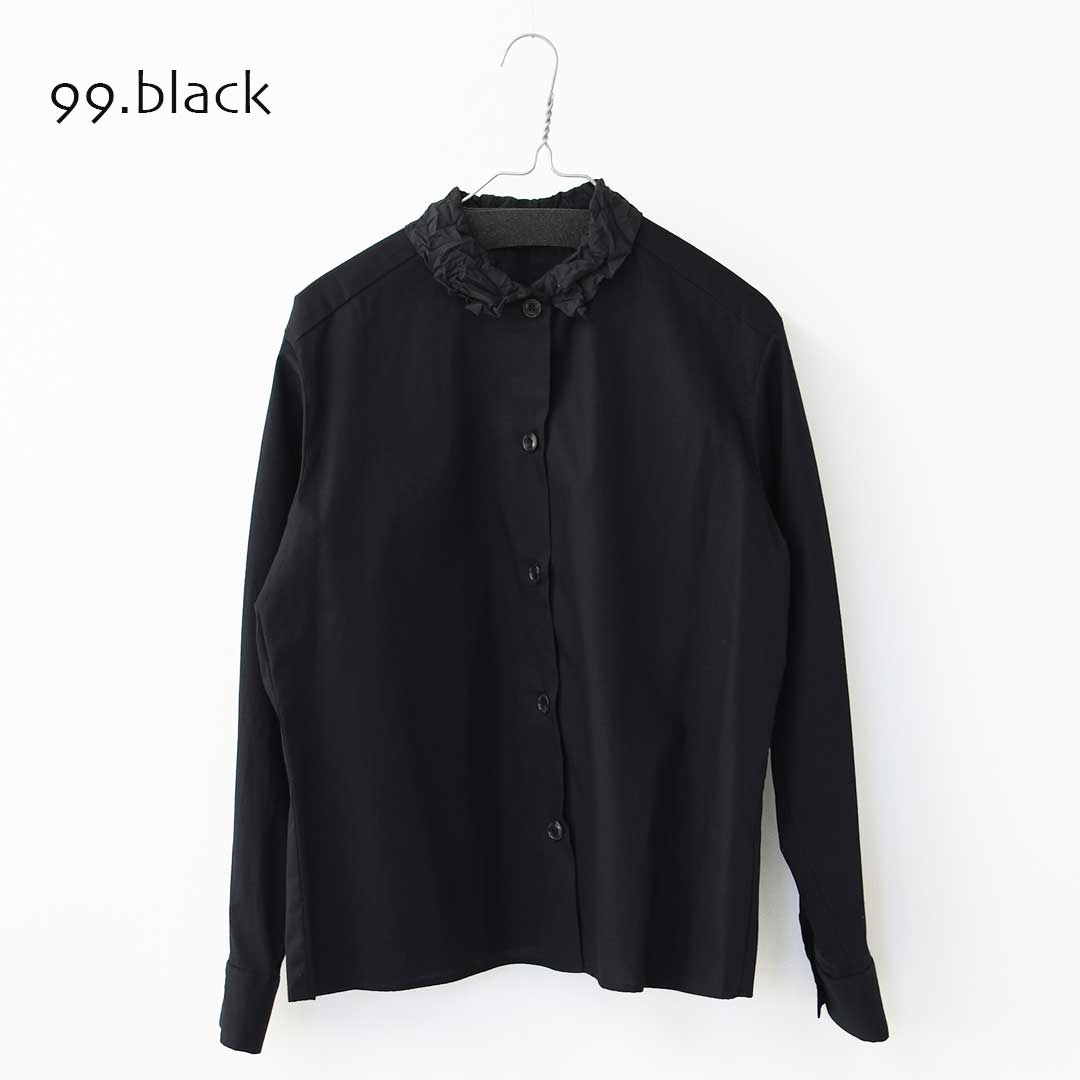 mizuiro ind [ミズイロ インド] washer collar shirt [4-230057] ワッシャーカラーシャツ・コットンシャツ・ワッシャー加工・カジュアル・きれいめ・長袖・LADY'S[2026ss]