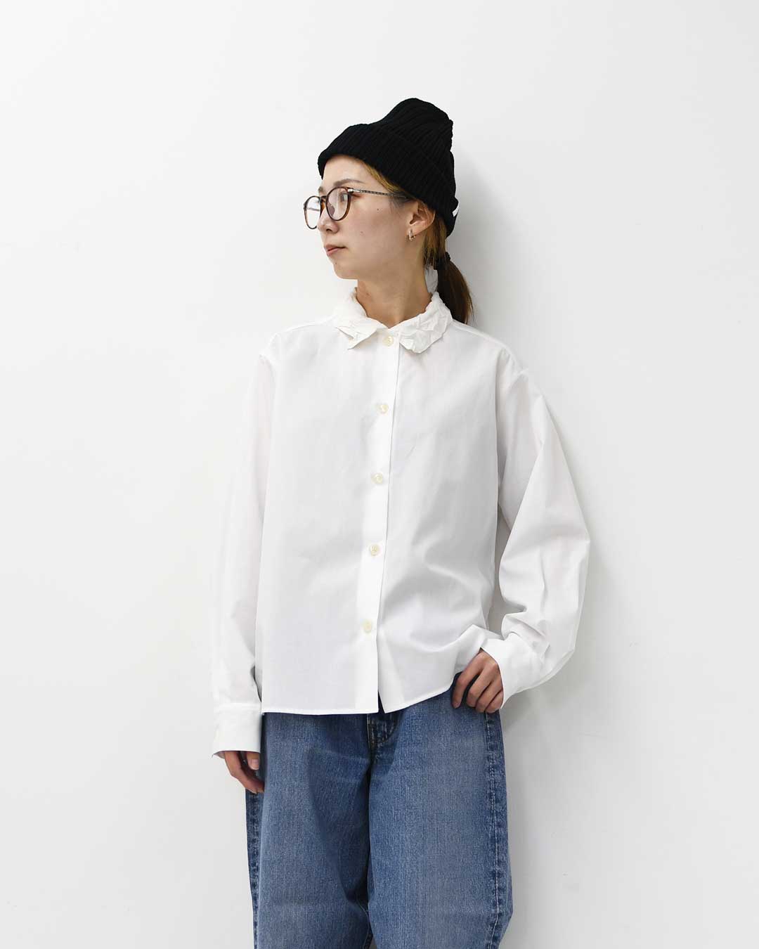 mizuiro ind [ミズイロ インド] washer collar shirt [4-230057] ワッシャーカラーシャツ・コットンシャツ・ワッシャー加工・カジュアル・きれいめ・長袖・LADY'S[2026ss]