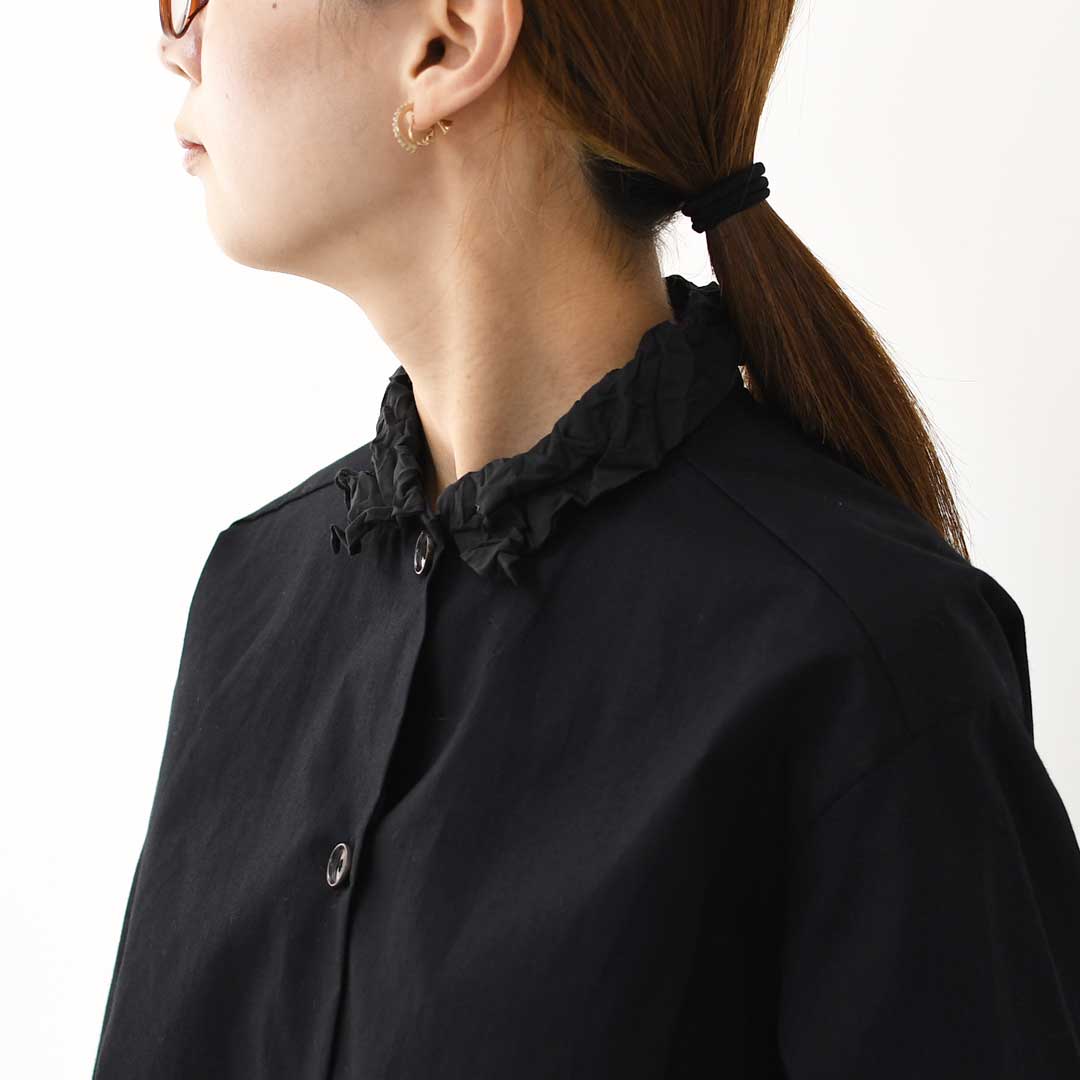 mizuiro ind [ミズイロ インド] washer collar shirt [4-230057] ワッシャーカラーシャツ・コットンシャツ・ワッシャー加工・カジュアル・きれいめ・長袖・LADY'S[2026ss]