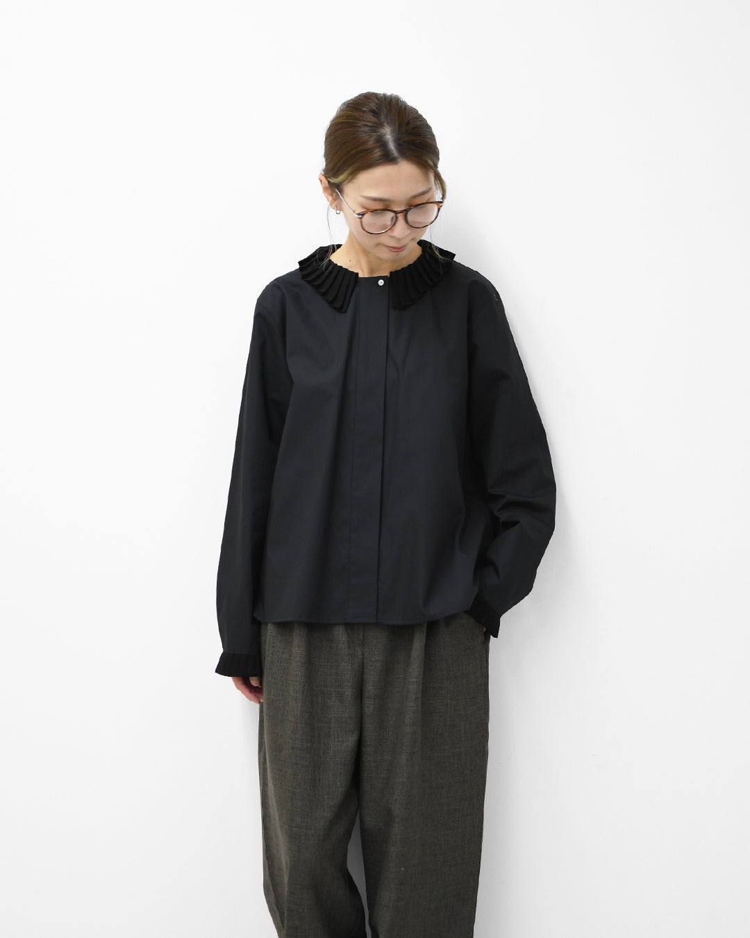 mizuiro ind [ミズイロ インド] pleats collar shirt [4-230066] プリーツカラーシャツ・LADY'S[2026ss]