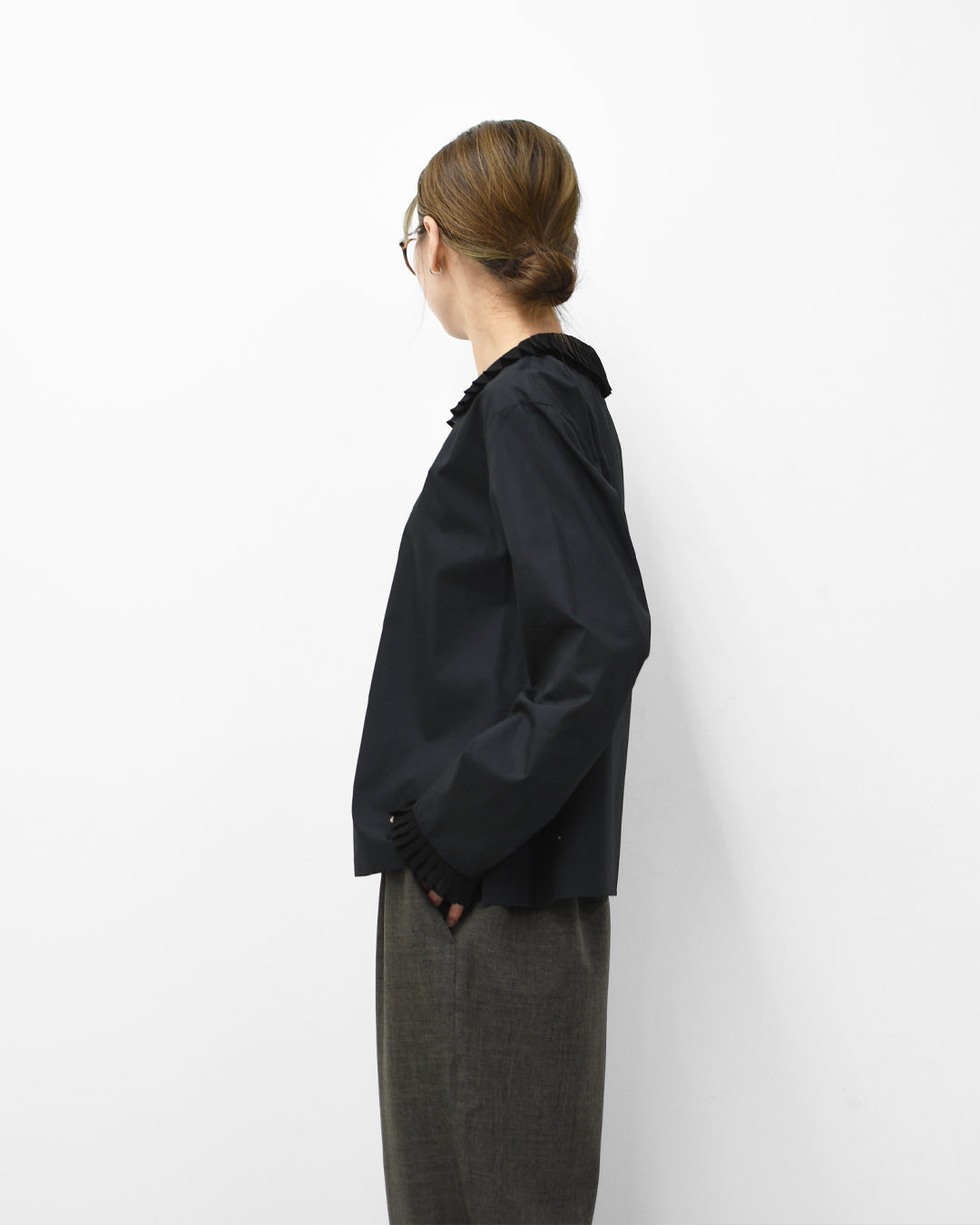 mizuiro ind [ミズイロ インド] pleats collar shirt [4-230066] プリーツカラーシャツ・LADY'S[2026ss]