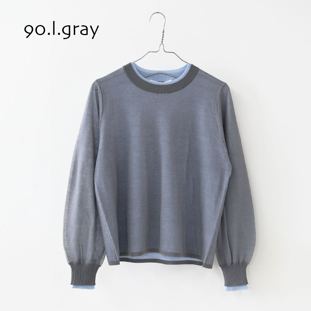 MIDIUMISOLID [ミディウミソリッド] sheer layered crew neck P/O [4-125150] シアーレイヤードクルーネックプルオーバー・インナー・カットソー・シースルー・シアー素材・ゆったりシルエット・シンプル・長袖・透け感・LADY'S [2026SS]